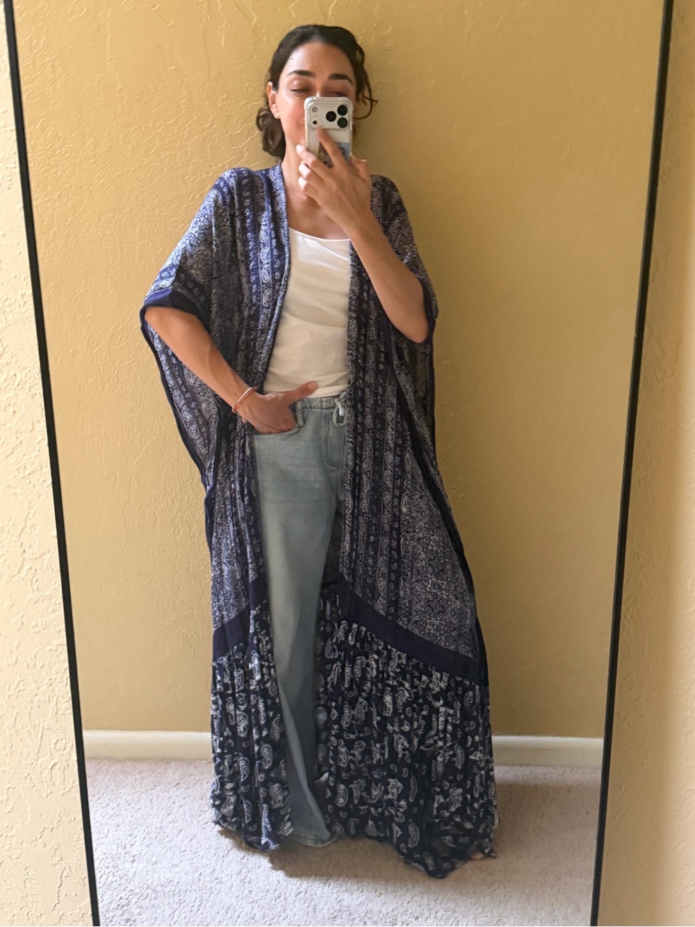 Boho Blue Paisley Duster Kimono - Picture 2 of 5